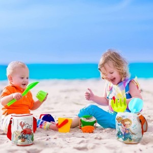 6 Pcs Beach Toy Shell Bag Shell Collecting Bag Cute Cartoon Seashell Bag with Zipper Net Beach Bag Sea Animal Beach Tote Beac...