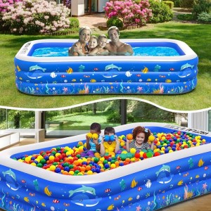 Inflatable Swimming Pool 120" X 72" X 22" Inflatable Kiddie Pool Full-Sized Family Lounge Pool for Kiddie Kids Adults Toddler...