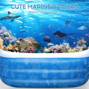 Family Inflatable Swimming Pool 118" X 70" X 22" Large Inflatable Pool for Kids Adult Infant Toddlers for Ages 6+ Outdoor Gar...
