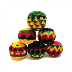 Rasta Multicolored Crochet Assorted Geometric Pattern Hacky Ball Foot Bag Kick Sack - Handmade Gifts Tribal Guatemalan Toys -...