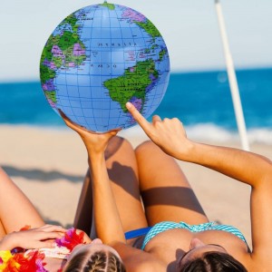 8 Pack Inflatable Globe Blow up World Globe PVC World Globe Inflatable Earth Beach Ball for Beach Playing or Teaching 16 Inch...