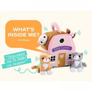 Collections Etc 5-Piece Plush Meowing Cat Condo Toy Playset with Sounds $42.99 Plush Figure Toys