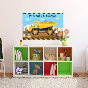 Construction Stickers Game for Kids Pin the Rock in the Dump Trunk Include Large Construction Games Poster 24 PCS Stone Stick...