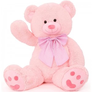 47 Inches Pink Giant Teddy Bear Big Bow Bear Stuffed Animal Plush Toy Soft Bear Plush Gifts for Kids Girlfriend or Family on ...