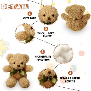 6 Pieces Small Bears Mini Bear Plush Toys Bear Stuffed Animals Plush Stuffed Animal Bear in 3 Colors 9 Inch Height (Dark Brow...