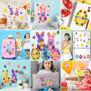 650Pcs Easter Foam Ornaments Stickers Craft DIY Kit with Colorful Foam Self Adhesive Stickers Wiggle Googly Eyes Satin Cords ...