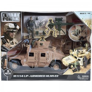 M1114 Up-Armored Humvee – Vehicle Playset with Action Figure and Realistic Accessories | 9 Piece Military Toy Set for Kids – ...