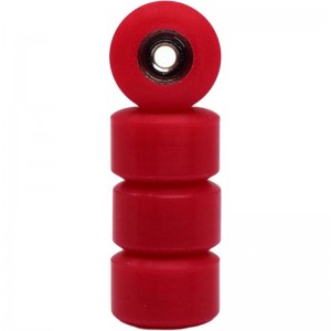 Apex 71D Urethane Fingerboard Wheels New Street Shape 7.7mm Diameter Ultra Spin Bearings - Made in The USA - Cherry Red Color...