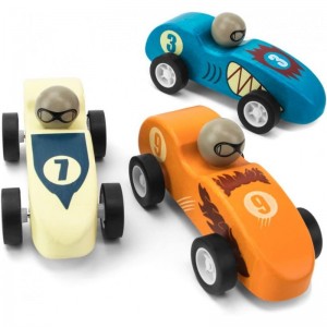 Wooden Wonders Pack of 3 Pull-Back Derby Racers Predators Pack $34.57 Kids' Play Cars & Race Cars