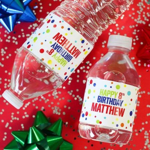Personalized Multi-Color Happy Birthday Water Bottle Labels - 24 Stickers $27.04 Kids' Stickers