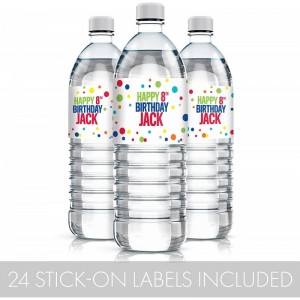 Personalized Multi-Color Happy Birthday Water Bottle Labels - 24 Stickers $27.04 Kids' Stickers