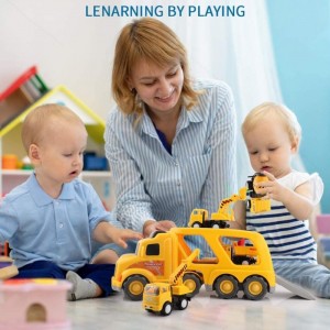 Construction Truck Toys for 3 4 5 6 Years Old Toddlers Kids Boys and Girls Car Toy Set with Sound and Light Play Vehicles in ...