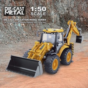 Die-cast Excavator Backhoe Front Loader Truck 1/50 Metal Engineering Vehicle Construction Tractor Model Collection Bulldozer ...