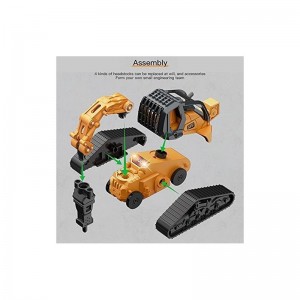 1:32 Scale Metal Die-Cast Engineering Vehicle 4 in 1 Assemble Bulldozer Excavator Driller Road Roller Contruction Truck $28.9...