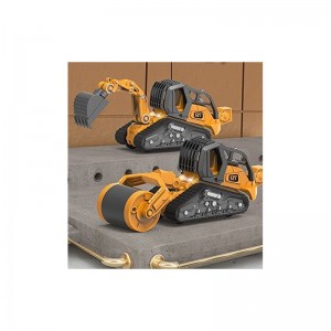 1:32 Scale Metal Die-Cast Engineering Vehicle 4 in 1 Assemble Bulldozer Excavator Driller Road Roller Contruction Truck $28.9...