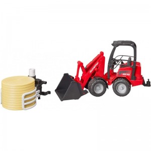 02192 Schaffer Compact Loader 2630 Farm Tractor with Shovel Bale Gripper and 1 Round Hay Bale $61.10 Kids' Play Tractors
