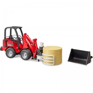 02192 Schaffer Compact Loader 2630 Farm Tractor with Shovel Bale Gripper and 1 Round Hay Bale $61.10 Kids' Play Tractors