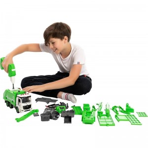 JOYIN 4-in-1 Take Apart Truck Toys with Electric Drill (Converts to Remote Control) Transform to 4 Types Truck Including Recy...