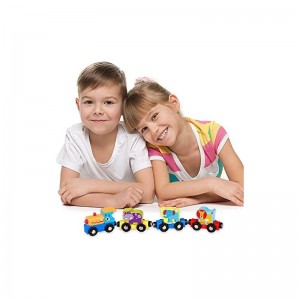 Wooden Trains Set (21 PCS) with 3 Dinosaurs 3 Farm 3 Zoo Animals with Box and Cover - Train Toys Magnetic Set Toy Train Sets ...