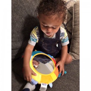 Rainbow Discovery Mirror - Hang from Crib or Use as a Pillow with Entertaining Elements for Baby to Explore $43.46 Baby Mirro...