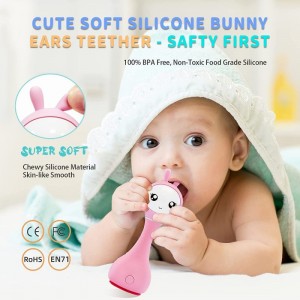 Smarty Bunny Shake & Tell Newborn Musical Toy Rattle Teether with Color Learning / Music / Song / Bedtime Story Chew-Safe Lum...