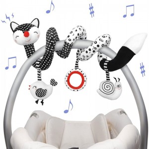Euyecety Baby Spiral Plush Toys Black White Stroller Toy Stretch & Spiral Activity Toy Car Seat Toys Hanging Rattle Toys for ...