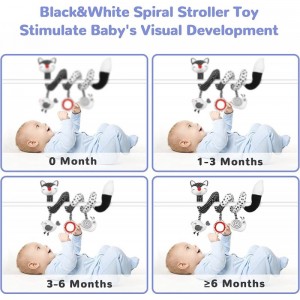 Euyecety Baby Spiral Plush Toys Black White Stroller Toy Stretch & Spiral Activity Toy Car Seat Toys Hanging Rattle Toys for ...