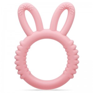 Silicone Babies Teethers Baby Teething Toys for Soothe Massage Sore Gums for 3-12 Months Infants BPA Free Ring Shape Rabbit E...