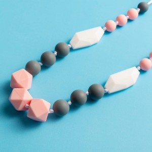 2PCS Baby Teething Necklace for Mom to Wear Babies Nursing Necklaces Silicone Teether Toys Sensory Jewelry for Kids Adults Ba...