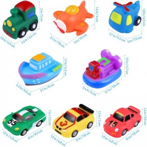 Bath Swimming Toys 8 Assorted Mini Pool Toys 3 Racing Car + Train + Boat + Hovercraft + Helicopter + Fighter $27.86 Bathtub Toys