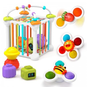 Toys for 1-2 Year Old Boy Girl Baby Sorter Toys Colorful Cube with 12 Pcs Multi Sensory Toys Montessori Toys for 1 Year Old S...