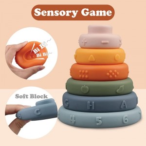 Baby Sensory Stacking Rings - Montessori Educational Developmental Learning Infant Toys - Soft Building Blocks Toddlers - Bab...