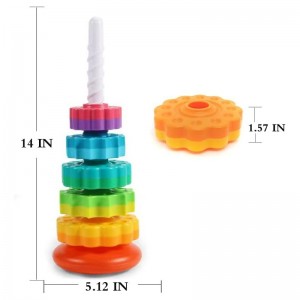 (1 PCS) Spinning Stacking Toys Spin Toys for Toddlers 1-3 Strong ABS Plastic Rainbow Spin Tower Autism Spin Stack Toys Suitab...