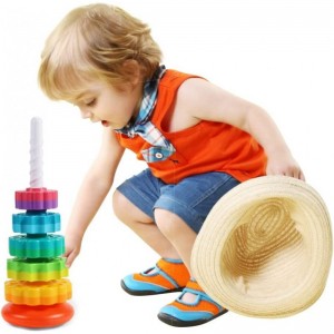 (1 PCS) Spinning Stacking Toys Spin Toys for Toddlers 1-3 Strong ABS Plastic Rainbow Spin Tower Autism Spin Stack Toys Suitab...