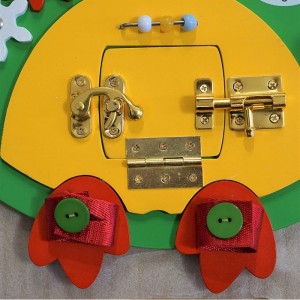 Owl Sensory Wooden Activity Busy Board - Wood Montessori Experience - Quiet Play Latches Tying Spinning Buttoning $67.45 Earl...