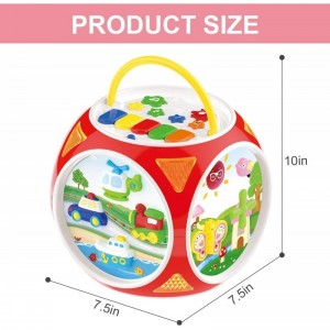 Toddler Activity Cube 6 in 1 Busy Learning Shape Sorter Toy with Music Keyboard Gear Sound & Light Early Educational Toy Birt...