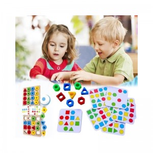 Geometric Shape Quick Matching Board Game Wooden Puzzles Montessori Learning Toys Color Shape Matching Puzzle Game Sensory Ed...
