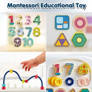 Educational Learning Montessori Toys for Kids 7 in 1 Puzzles Number Shape Sorter Counting Stacker with Number Blocks Xylophon...