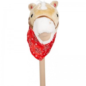 Wooden Stick Horse by Small Foot – Classic Plush Hobby Horse Ride-On Toy – Animal Includes Realistic Sounds & Red Bandana - D...