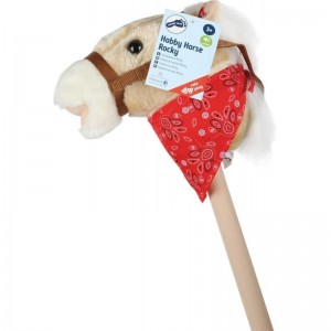 Wooden Stick Horse by Small Foot – Classic Plush Hobby Horse Ride-On Toy – Animal Includes Realistic Sounds & Red Bandana - D...