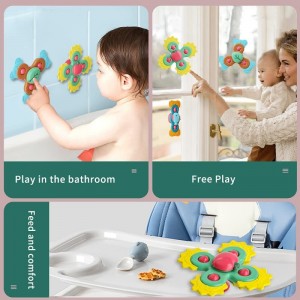 3PCS Suction Cup Spinner Toys Baby Spinning Suction Cup Sensory Toys Top Sensory Toy for Babies 12-18 Months Teething Toys Ba...