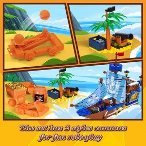 Pirate Ship Playset with 3 Mini Figures 235PCS Pirate Building Blocks for Creative Play Pirate Ship Toys for Boys Ages 6+ Gif...