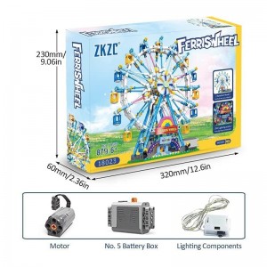 2022 New Rotating Ferris Wheel Building Blocks Set Toy with Lighting Kit（879pcs） Carnival Amusement Park Construction Kits fo...
