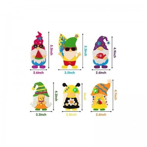 8Pcs Gnome Fridge Magnets Craft Kit with 8 Kinds Cartoon Elves Characters Felt Cloth Handicrafts Summer Theme Home Kitchen De...