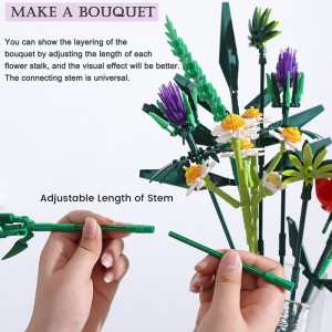 Flower Bouquet Building Kit Toy Stacking Block Sets for Adults Flower Building Blocks Artificial Flowers Building Toys Creati...