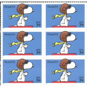 PEANUTS ~ SNOOPY ~ RED BARON ~ CHARLES SCHULZ 3507 Block of 6 x 34¢ US Postage Stamps $18.67 Collectible Postage Stamps
