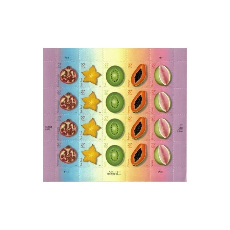 Tropical Fruit Sheet of Twenty 27 Cent Stamps Scott 4257a $20.60 Collectibles Display & Storage