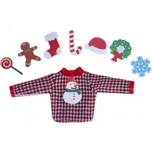 Santa Clothing for Elf Doll（Sweater Set - 1 Sweater + 8 Attachable Decals） $14.34 Doll Accessories