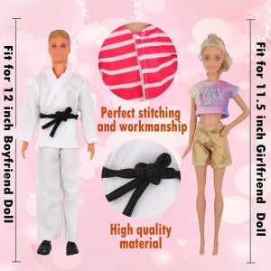 44Pcs Doll Clothes and Accessories for 12 Inch Boy Doll and Girl Doll Sport Series Include 20 Clothes Shirt Jeans Suit Skatin...