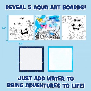 Baby Shark Aqua Art – Baby Shark Water Coloring Pads – Includes Magic Refillable Water Brush for Mess Free Water Art Painting...
